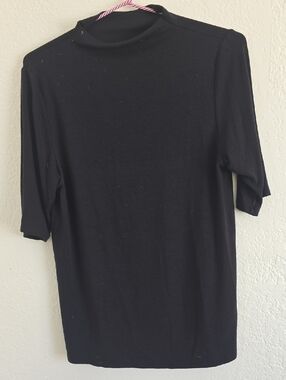 Women's Black Short-Sleeve Mock Neck Tee